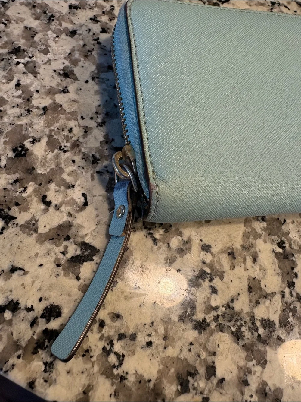 kate spade pastel blue zip-around leather wallet